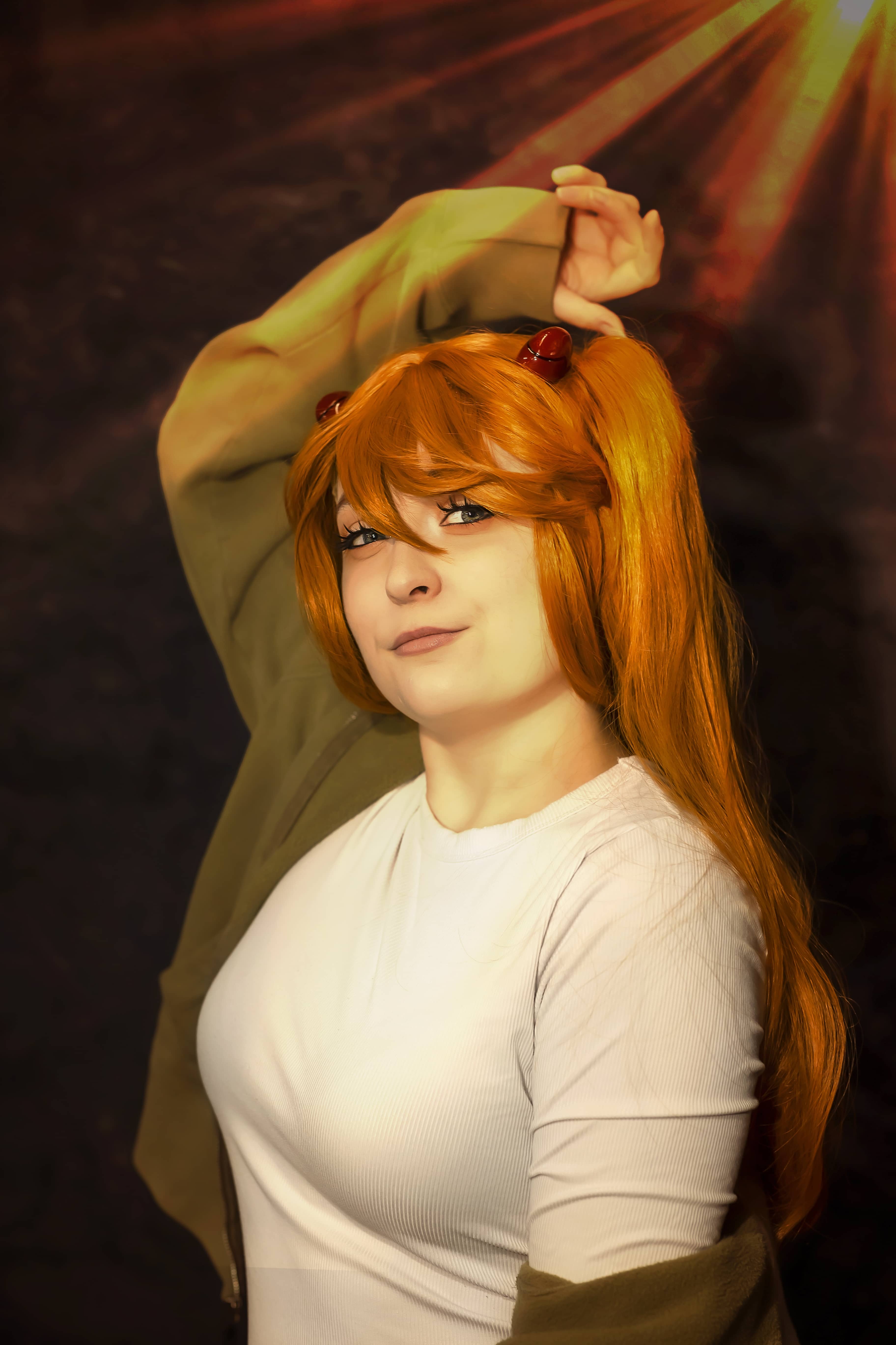 Girl with sun rays shining down