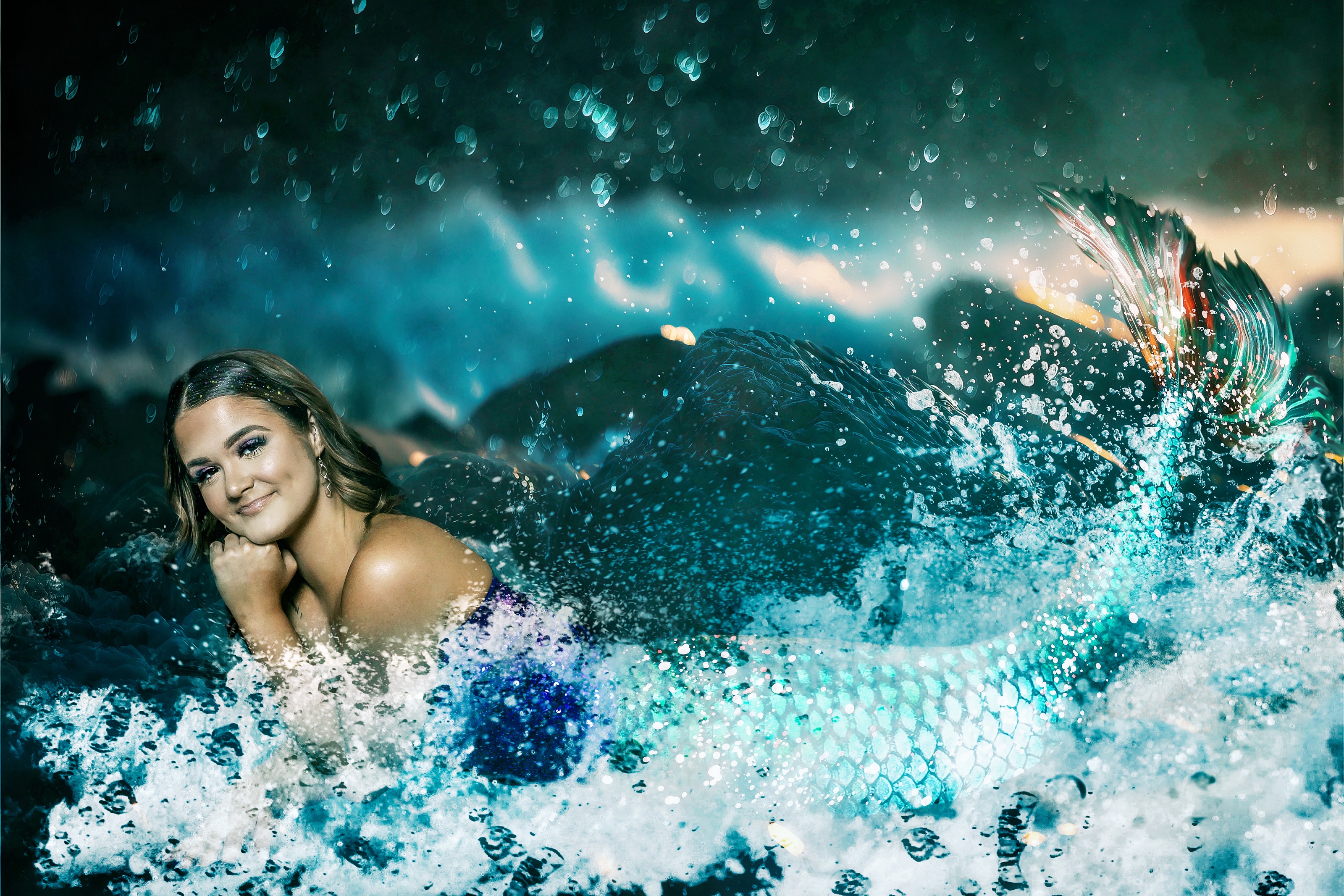 Girl in mermaid costume